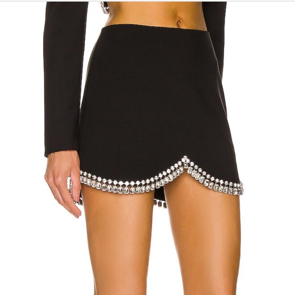 AREA Black Draped Crystal Mini Skirt - Picture 3 of 12